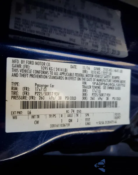 2016 Ford C-Max Se из США, поврежденный, VIN 1FADP5AU6GL120752